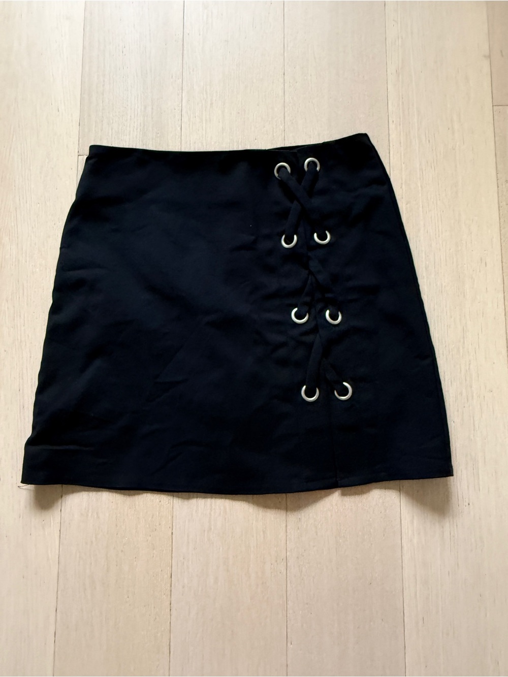by the way. - Black Lace-Up Mini Skirt